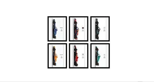 Formula One Frame Collection – Set of 6 Premium Framed Racing Prints for Wall Decor