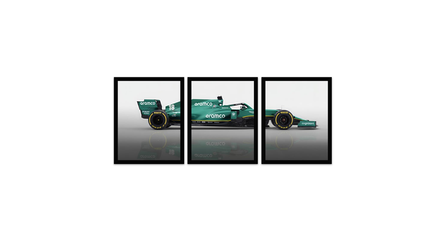 Formula One Frame Collection – Set of 18 Premium Framed Racing Prints for Wall Decor